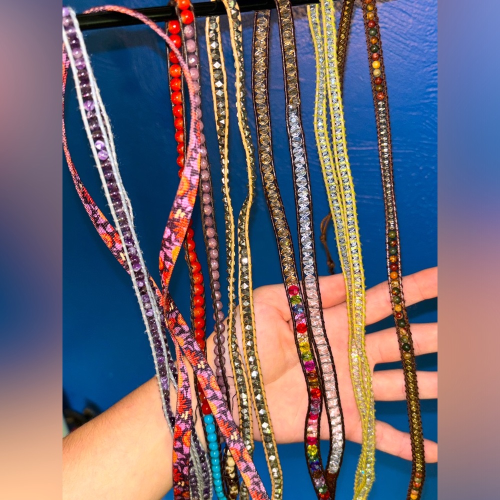 Crystal and Chaco wrap bracelets